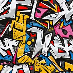 seamless Seamless 3D PBR Graffiti Texture Featuring Bold White Outlines and Vibrant Primary Colors texture 8k free download PBR