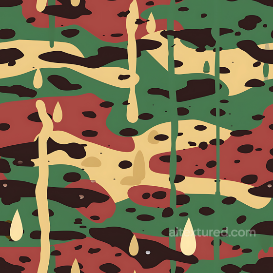 Stylized Woodland Camouflage PBR Texture with Dripping Paint Effect Color Camouflage texture preview