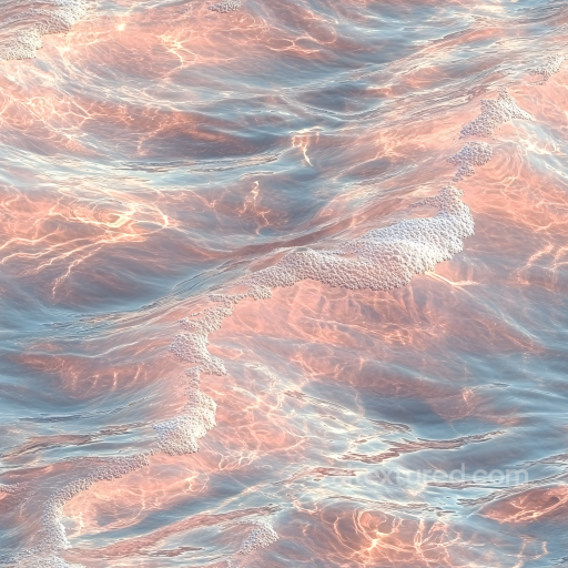 Water PBR Texture Featuring Gentle Waves, Subtle Foam, and Warm Sunset Glow seamless Water PBR texture