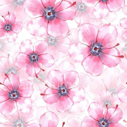 seamless Seamless 3D PBR Texture of Pink Flower Watercolor Fabric Pattern texture 8k free download PBR