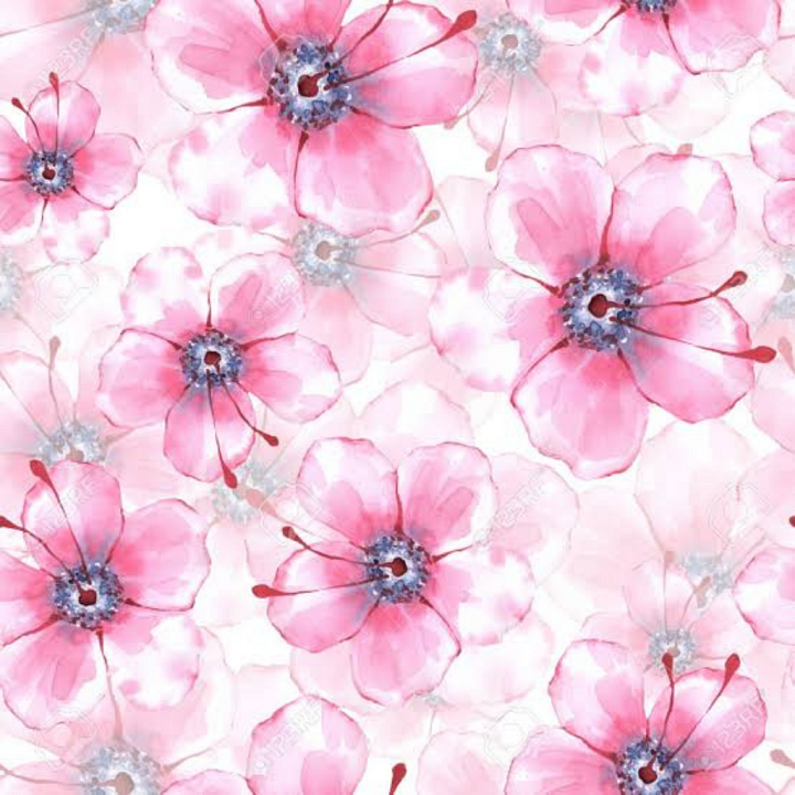 Pink Flower Watercolor Fabric Pattern seamless PBR texture preview