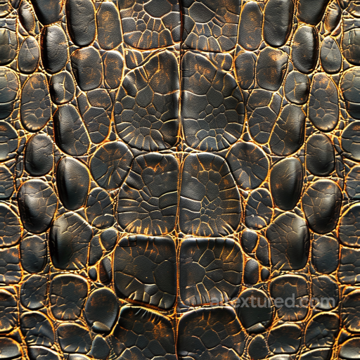 Of Cracked Black Crocodile Leather With Aged Grain And Deep Cracks seamless Leather PBR texture