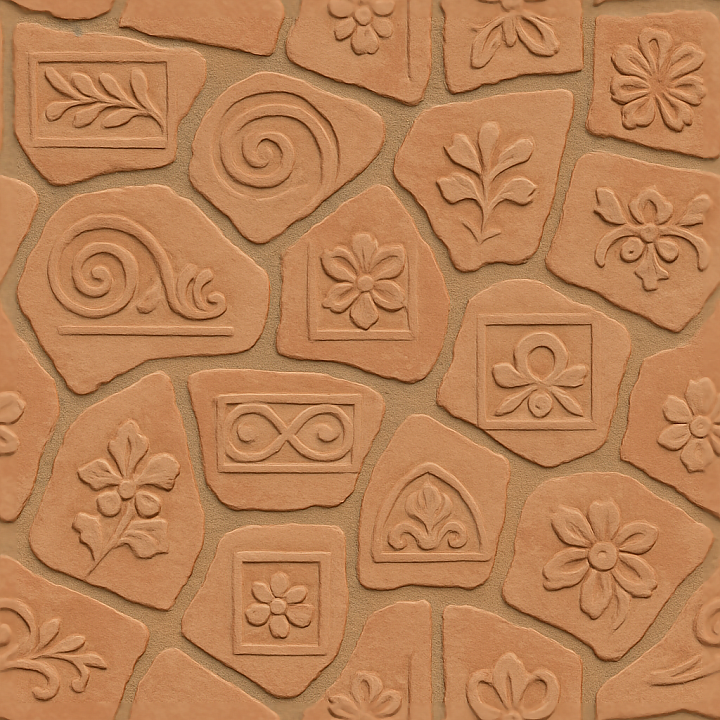 Terracotta Pieces Mosaic With Roman Style And Matte Finish seamless PBR texture preview