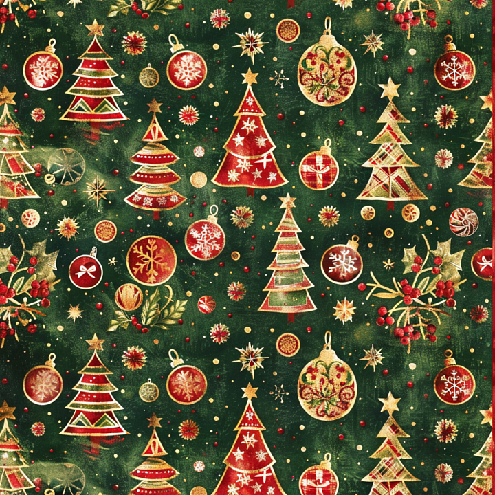 Vintage Christmas Fabric with Festive Patterns seamless PBR texture preview