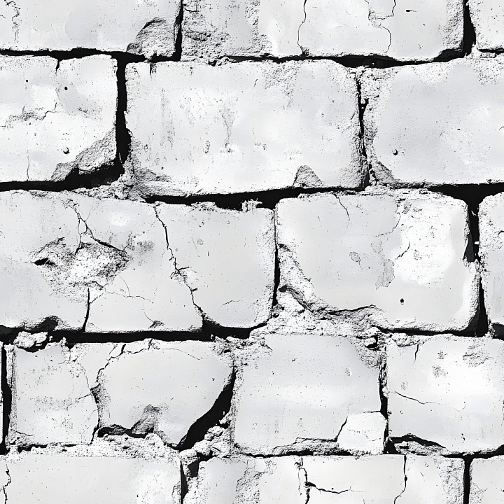 Cracked White Brick Wall With Chipped And Fractured Details seamless PBR texture preview