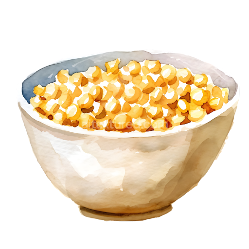 Watercolor Style Millet Cereal Breakfast Bowl Illustration
