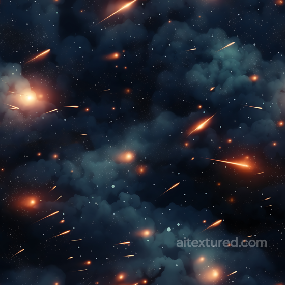 Space PBR Texture Featuring Dark Nebula Clouds and Bright Meteor Streaks Star, space, planets texture preview