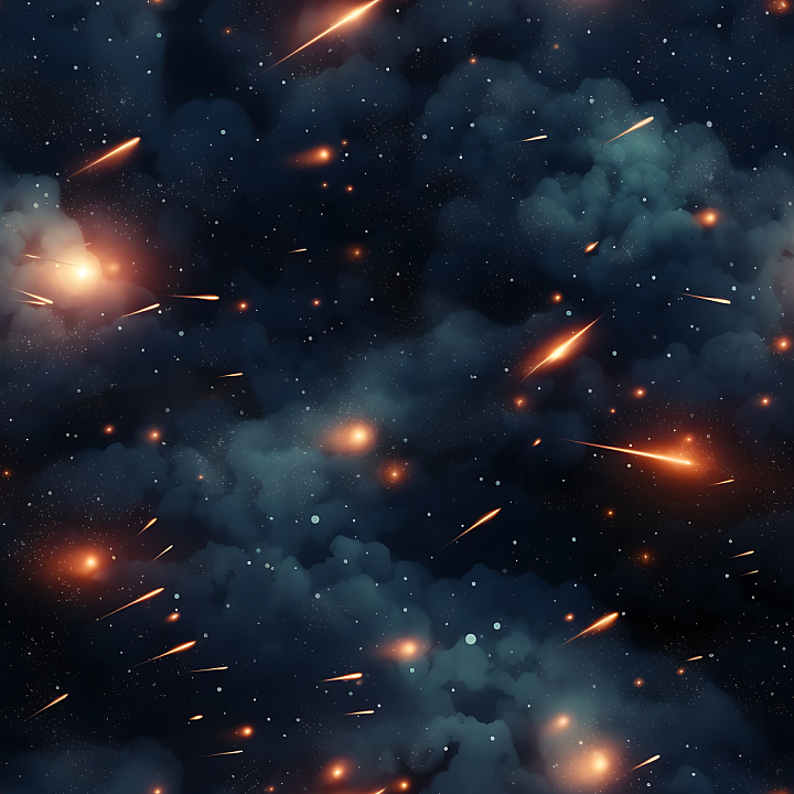 Space Featuring Dark Nebula Clouds and Bright Meteor Streaks seamless PBR texture preview