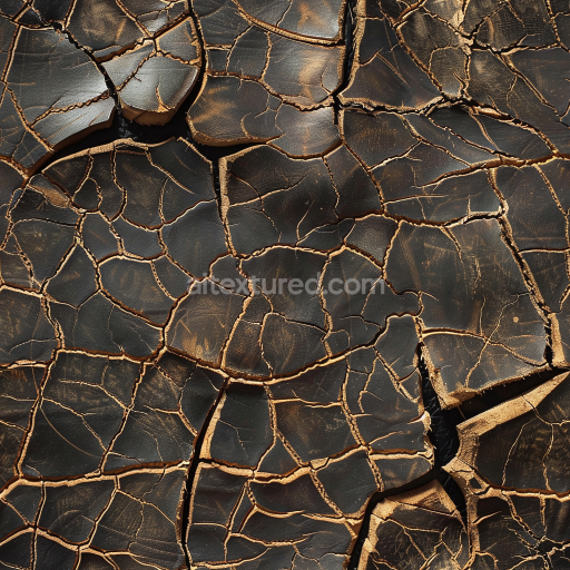 Seamless 3D PBR Texture of Cracked Dark Brown Distressed Leather