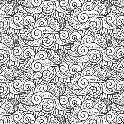 Seamless 3D PBR Texture Featuring Abstract Black and White Swirling Line Art