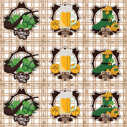 Featuring St Patrick's Day Plaid Pattern & Symbols seamless St patrick digital paper bundle PBR texture