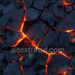 seamless Seamless 3D Cracked Volcanic Lava Rock PBR Texture with Fiery Glowing Fissures texture 8k free download PBR