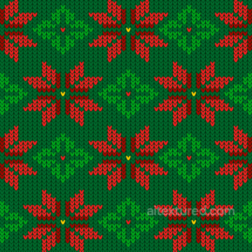 Knitted Christmas Digital Paper Texture with Red and Green Floral Pattern seamless All Christmas Digital paper PBR texture