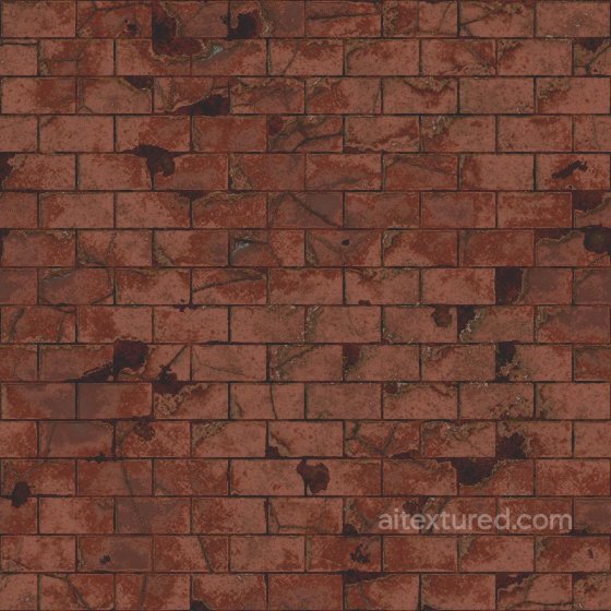 Broken Red Brick Texture with Cracks | Free PBR Brick texture preview