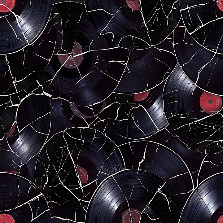 Cracked & Holes of Cracked Vintage Vinyl Records with Distinctive Fract… seamless PBR texture preview