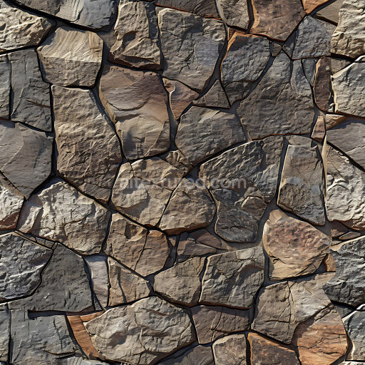 Seamless 3D PBR Texture of Rough Natural Stone Wall with Varied Earthy Tones