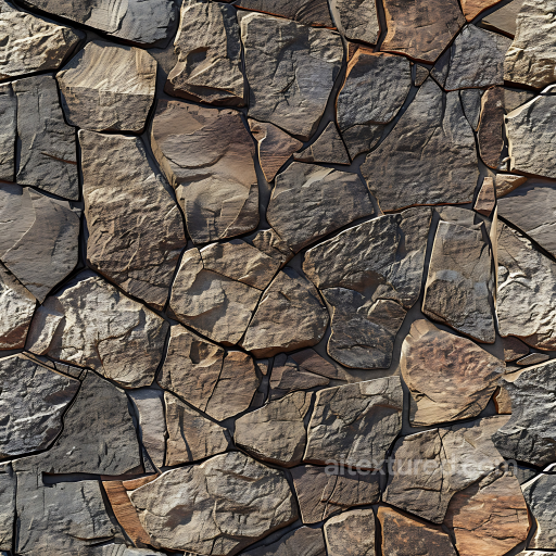 Rough Natural Stone Wall Seamless Texture with Varied Earthy Tones seamless Stone PBR texture