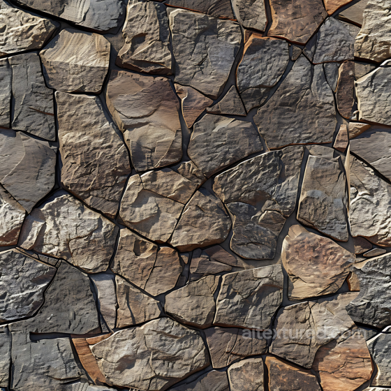 Rough Natural Stone Wall Seamless Texture with Varied Earthy Tones Stone texture preview