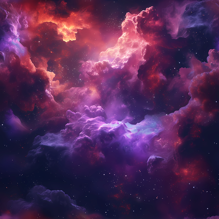 Space Featuring Vibrant Nebula Clouds and Starfield seamless PBR texture preview