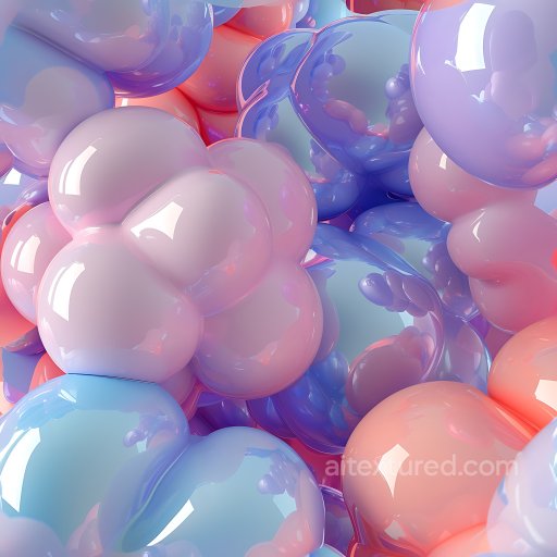 Inflated Glossy Bubble PBR Texture with Soft Pastel Colors seamless Inflated PBR texture
