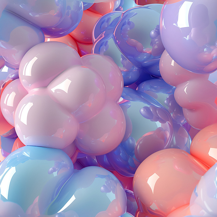 Inflated Glossy Bubble in Pastel Shades seamless PBR texture preview