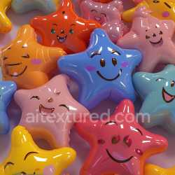 seamless Seamless 3D Inflated PBR Texture of Colorful Smiling Star-Shaped Balloons texture 8k free download PBR