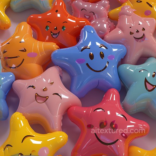Inflated Star Vinyl Balloon PBR Texture with Glossy Colorful Faces seamless Inflated PBR texture