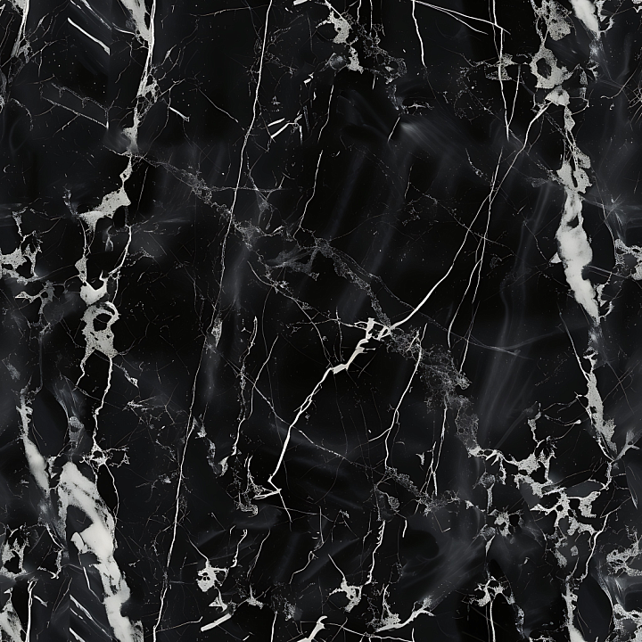 Black Natural Marble with White Vein Detailing seamless PBR texture preview