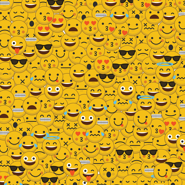 Featuring a Bright Yellow Happy Face Emoji Pattern seamless PBR texture preview