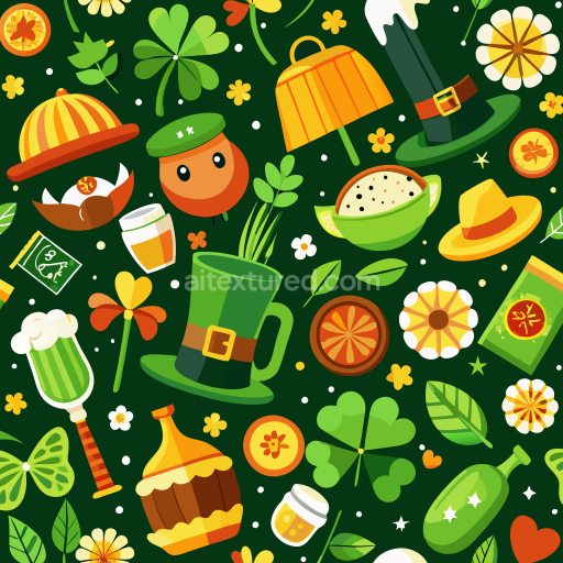 Seamless 3D PBR Texture with Colorful St Patrick Digital Paper Pattern