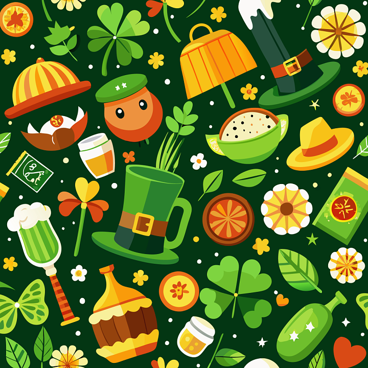 with Colorful St Patrick Digital Paper Pattern seamless PBR texture preview