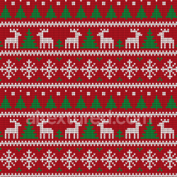 seamless Seamless 3D PBR Texture of Red Christmas Knit Fabric Pattern with Deer and Trees texture 8k free download PBR