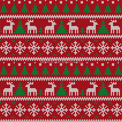 Seamless 3D PBR Texture of Knitted Christmas Reindeer and Tree Pattern