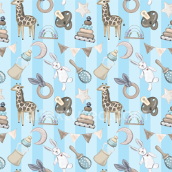 seamless Seamless 3D PBR Baby Boy Toys Pattern Fabric Texture in Soft Pastel Blue texture 8k free download PBR