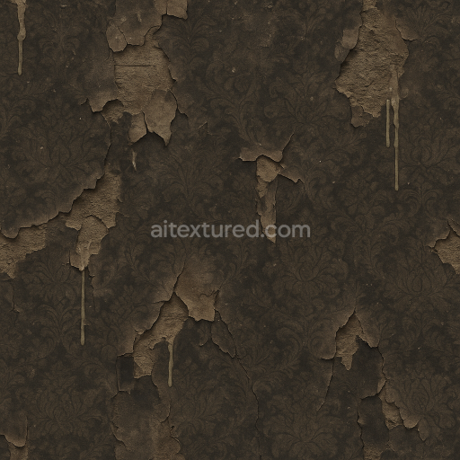 Seamless 3d texture pbr 8k creepy wallpaper with peeling paint Halloween
