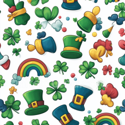 seamless Seamless 3D PBR Texture with St Patrick’s Day Cartoon Hats and Shamrocks texture 8k free download PBR