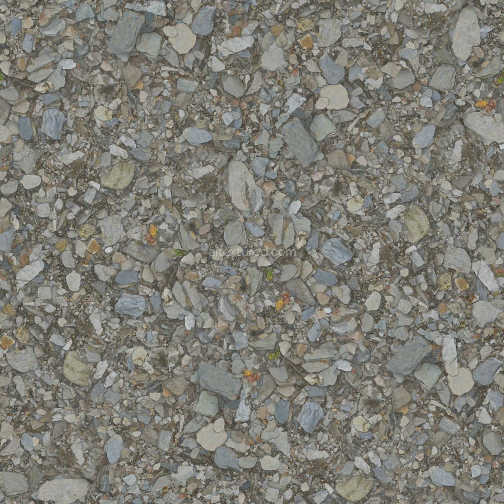 Seamless PBR rock texture with various stone sizes and colors