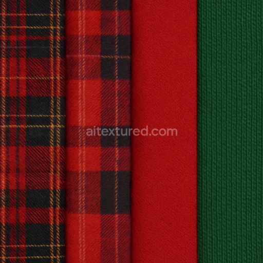 Seamless 8k PBR 3d Texture of Plaid Wool Warm Flannel Holiday Fabric Surface