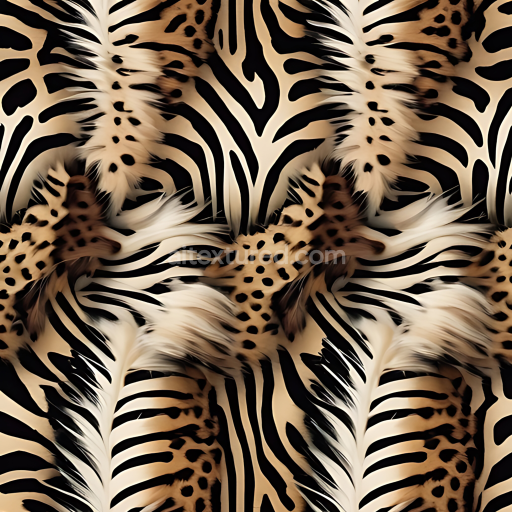 Seamless 3D PBR Texture of Detailed Leopard Print Fur Pattern with Zebra Stripes