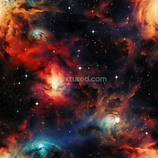 Seamless 3D PBR Space Texture Featuring Vibrant Nebula Clouds and Starfield