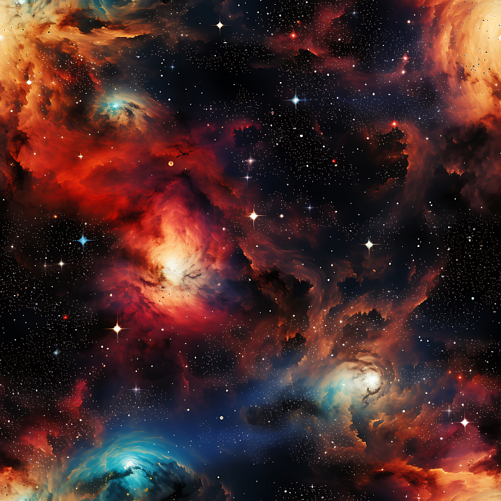 Space Featuring Vibrant Nebula Clouds and Starfield seamless PBR texture preview
