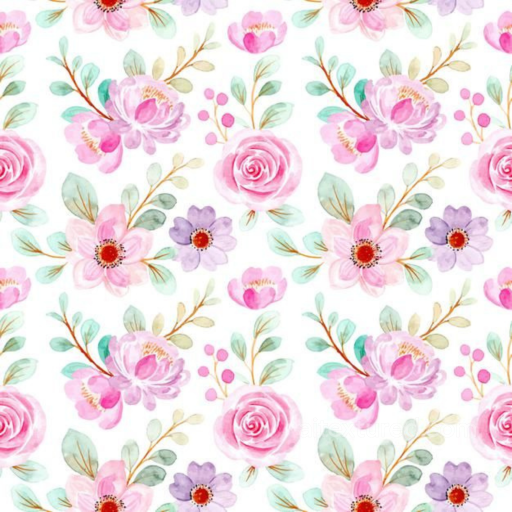 Pink Flower Watercolor Floral Fabric Texture seamless Pink Flower PBR texture