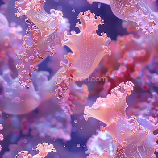 Seamless 3D PBR Texture Featuring Glossy Organic Pink Elements with Translucent Quality