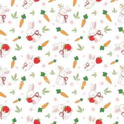 Pattern Bundle - Seamless 3D Pattern PBR Texture with Cute Bunny, Carrot, Strawberry Motifs texture preview
