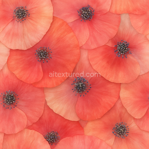 Seamless 3d texture pbr 8k of vibrant poppy seeds and flower surface showing natural color variations