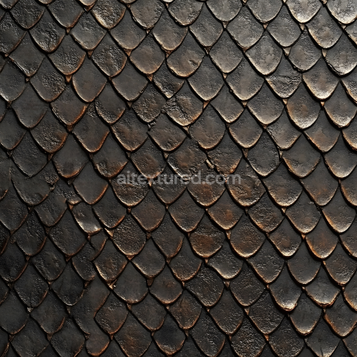 Seamless 3D skin PBR texture featuring dark reptilian scale details with natural roughness