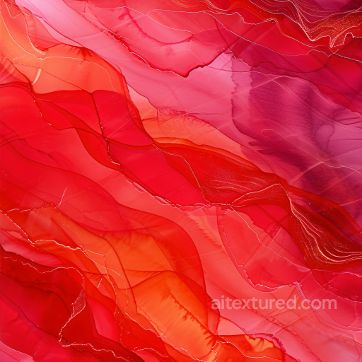 Alcohol Ink PBR Texture with Vibrant Red and Pink Fluid Waves seamless Alcohol ink PBR texture