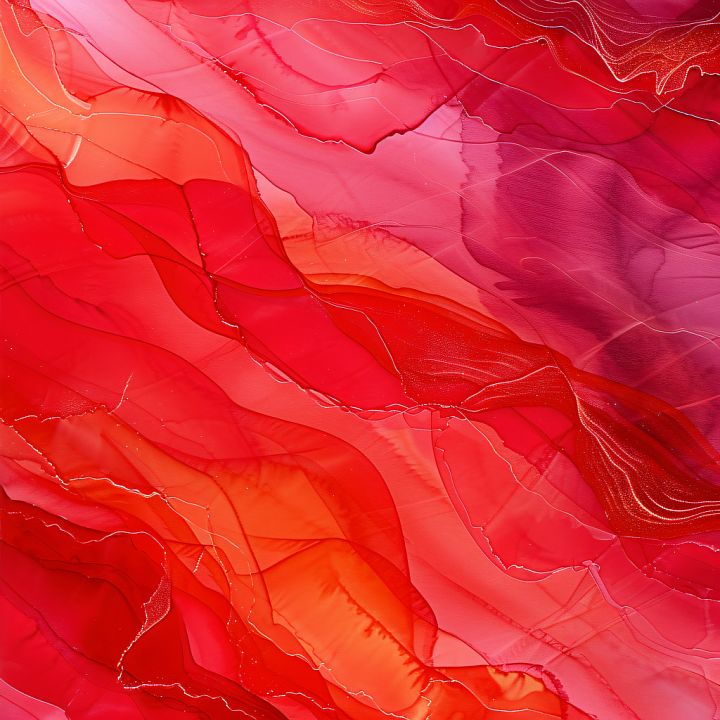 Alcohol Ink with Vibrant Red and Pink Fluid Waves seamless PBR texture preview