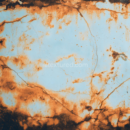 Seamless 3D PBR Texture of Rusty Blue Metal with Cracks and Corrosion