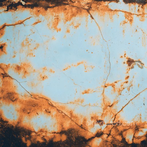 Rust Texture of Rusty Blue Metal with Cracks and Corrosion seamless Rust PBR texture